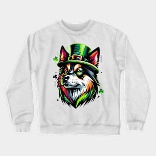 Norwegian Buhund Embraces St Patrick's Day Spirit Crewneck Sweatshirt